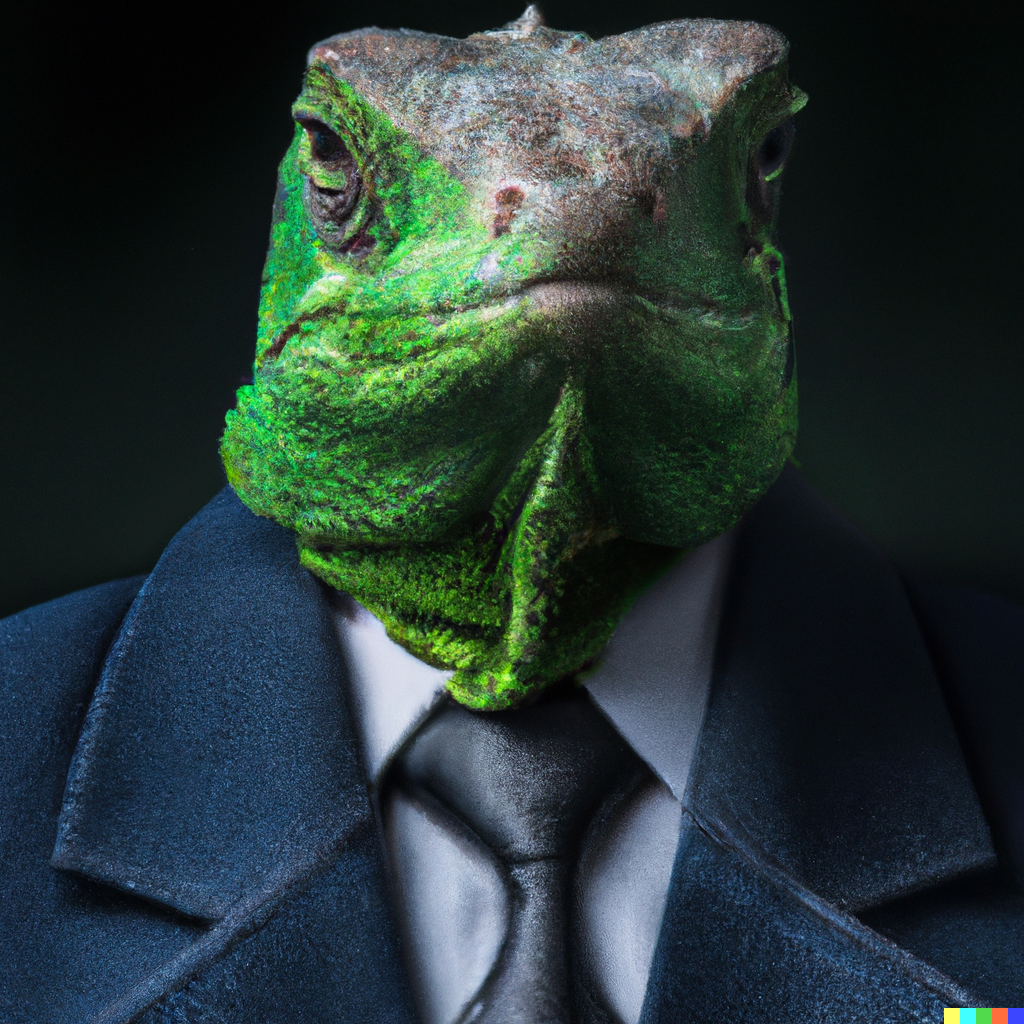Green Reptiloid in a suit