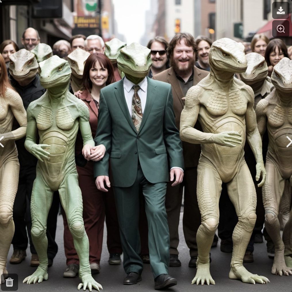 Reptiloids and Humans marching together