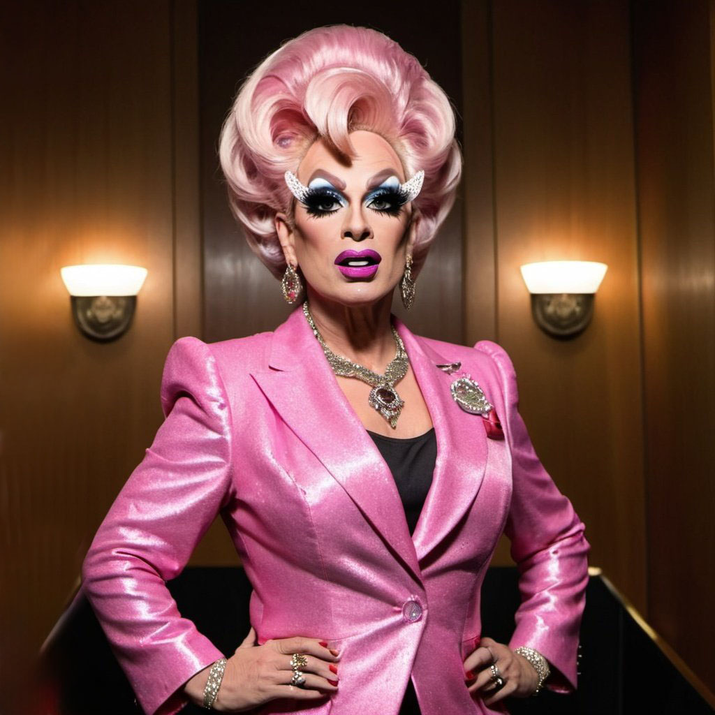 Drag Queen in pink suit