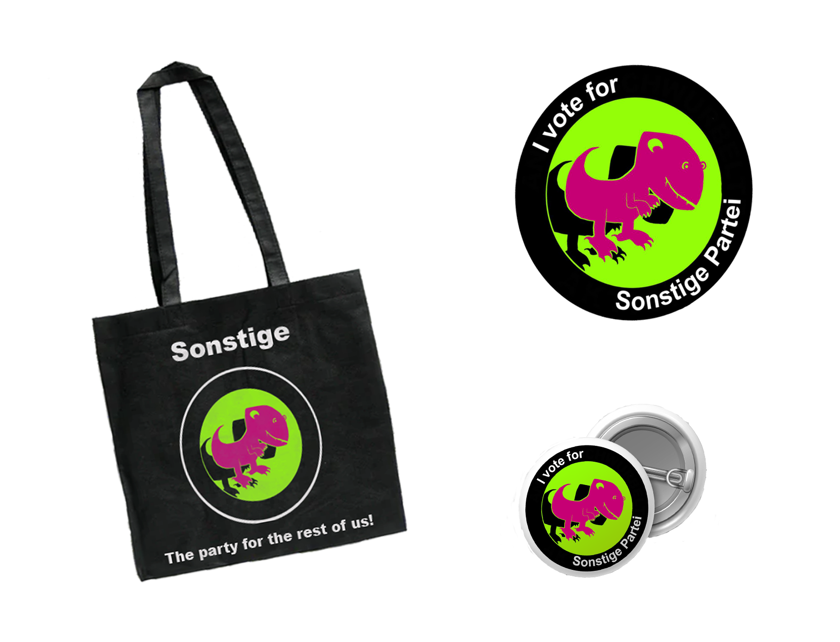 Supporters Kit: Bag, Button, Stickers with party logo
